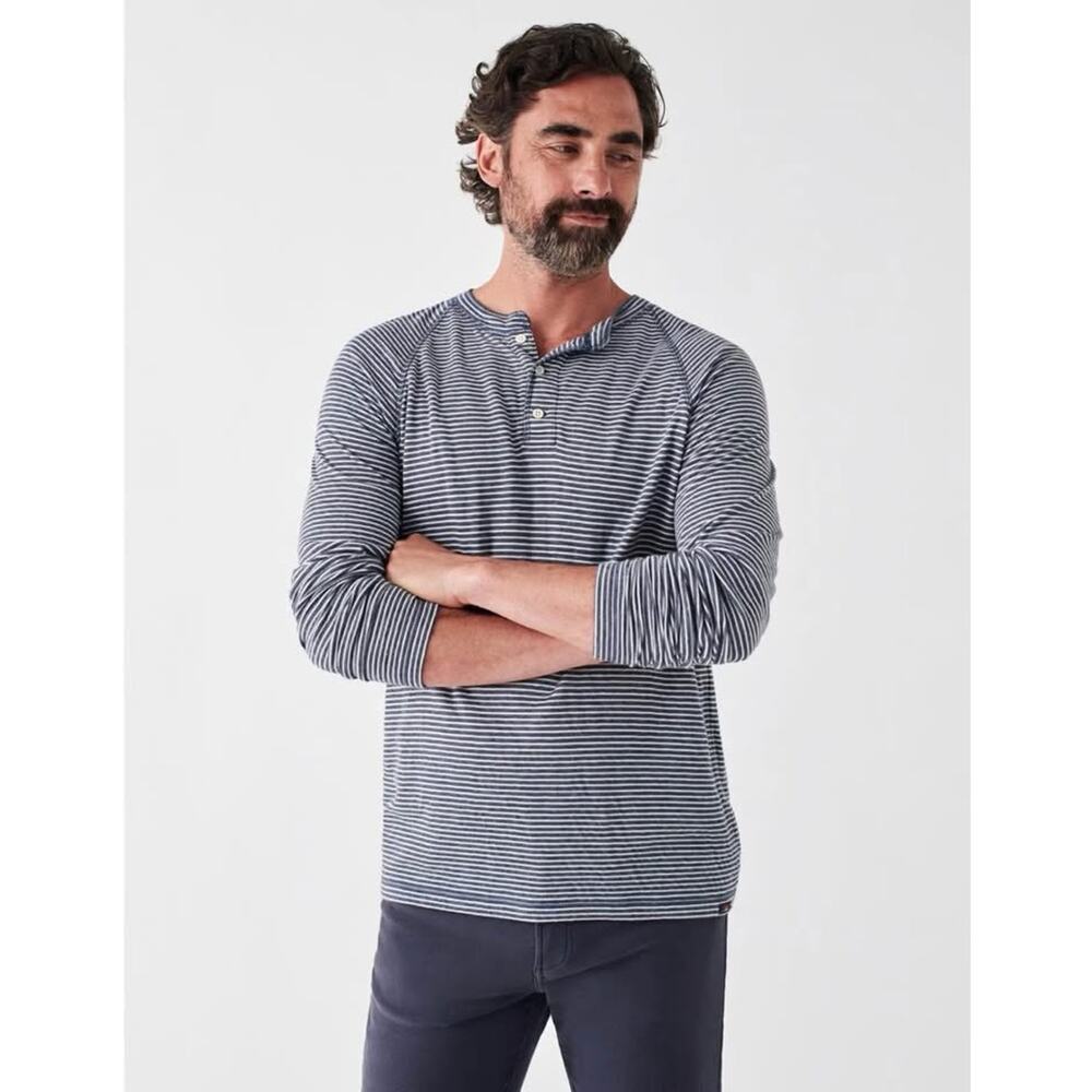 Faherty Men’s Cloud Henley Striped‎ Navy Casual Top NWT Sz XXL